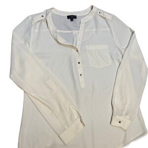 The Limited Cream Sheer Blouse‎ Large Business Casual Office Minimal Chic